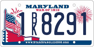 MD license plate 1BK8291