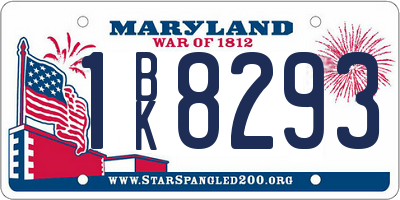 MD license plate 1BK8293