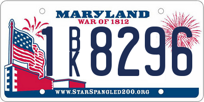 MD license plate 1BK8296