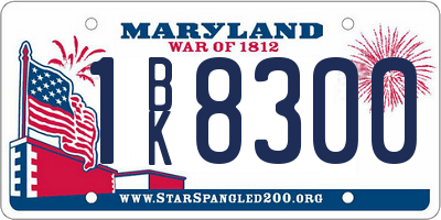 MD license plate 1BK8300