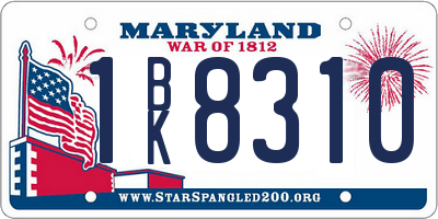 MD license plate 1BK8310