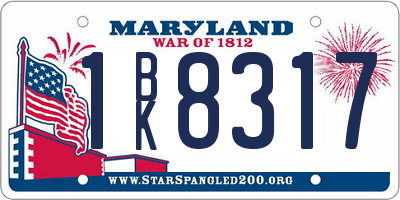 MD license plate 1BK8317