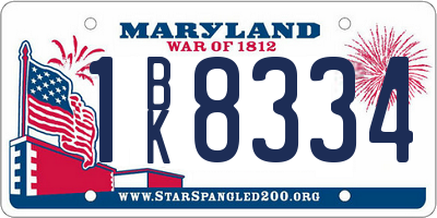 MD license plate 1BK8334