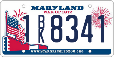 MD license plate 1BK8341