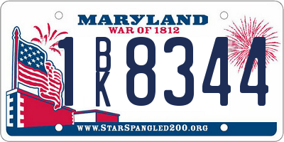MD license plate 1BK8344