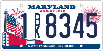 MD license plate 1BK8345