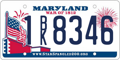 MD license plate 1BK8346