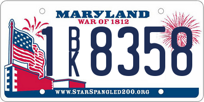 MD license plate 1BK8358