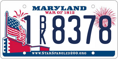 MD license plate 1BK8378