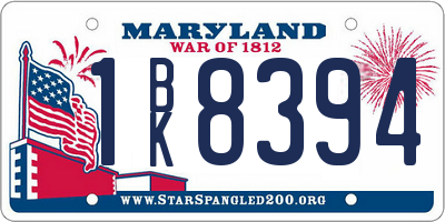 MD license plate 1BK8394