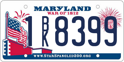 MD license plate 1BK8399