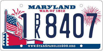 MD license plate 1BK8407