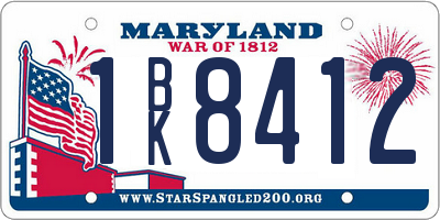 MD license plate 1BK8412