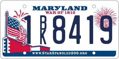 MD license plate 1BK8419