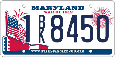 MD license plate 1BK8450