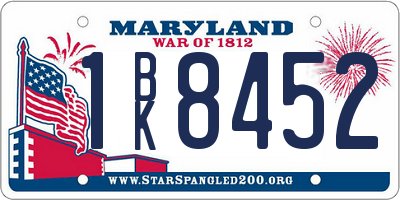 MD license plate 1BK8452