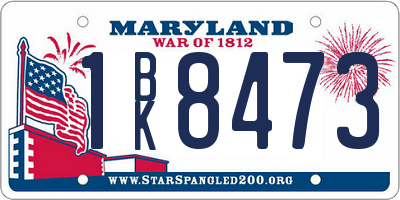 MD license plate 1BK8473