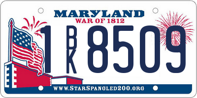 MD license plate 1BK8509