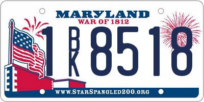 MD license plate 1BK8518