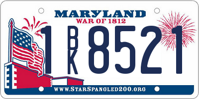 MD license plate 1BK8521