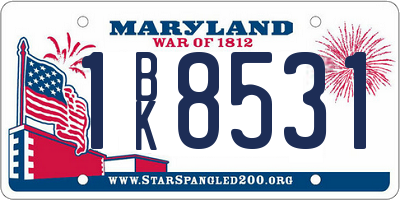 MD license plate 1BK8531