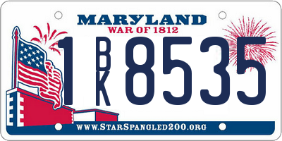 MD license plate 1BK8535