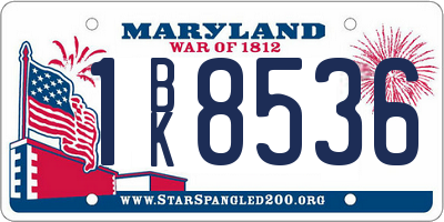 MD license plate 1BK8536