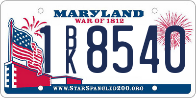 MD license plate 1BK8540