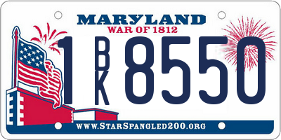 MD license plate 1BK8550
