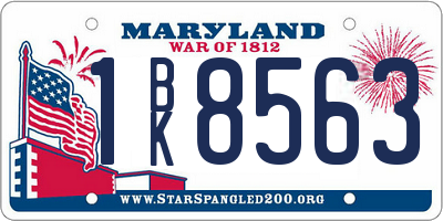 MD license plate 1BK8563