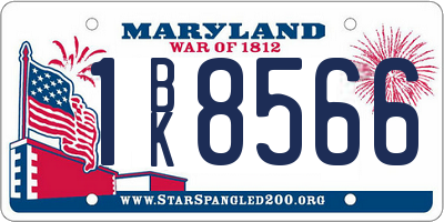 MD license plate 1BK8566