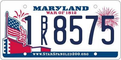 MD license plate 1BK8575