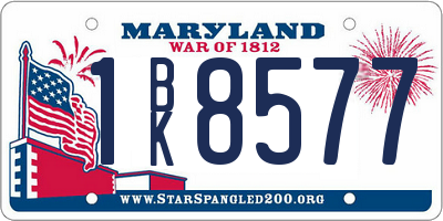 MD license plate 1BK8577