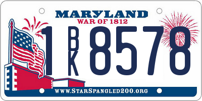 MD license plate 1BK8578
