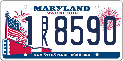 MD license plate 1BK8590
