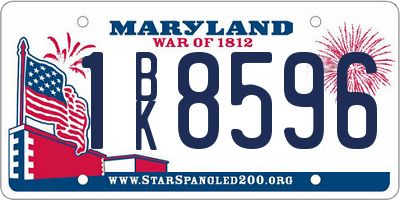 MD license plate 1BK8596