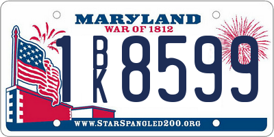 MD license plate 1BK8599