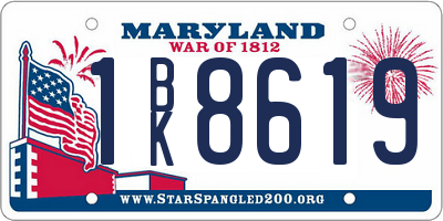 MD license plate 1BK8619