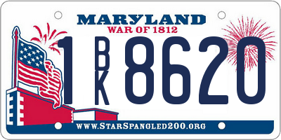 MD license plate 1BK8620