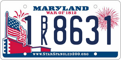 MD license plate 1BK8631