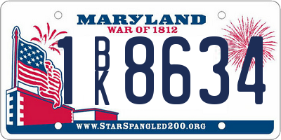 MD license plate 1BK8634