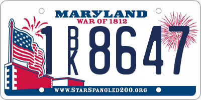 MD license plate 1BK8647