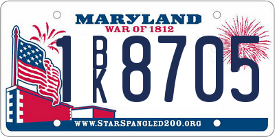 MD license plate 1BK8705