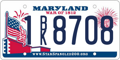 MD license plate 1BK8708