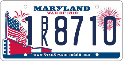 MD license plate 1BK8710