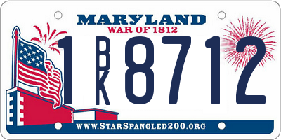 MD license plate 1BK8712