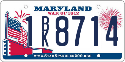 MD license plate 1BK8714