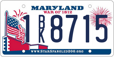 MD license plate 1BK8715