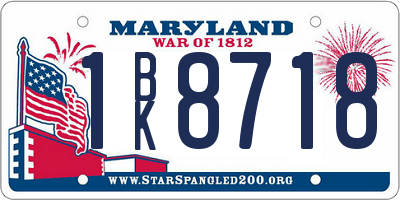 MD license plate 1BK8718
