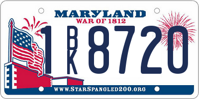 MD license plate 1BK8720
